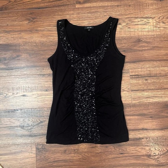 Tops - Jacob black Sequin Tank Y2K Women S Minimalist Going Out Indie Sleeze Party